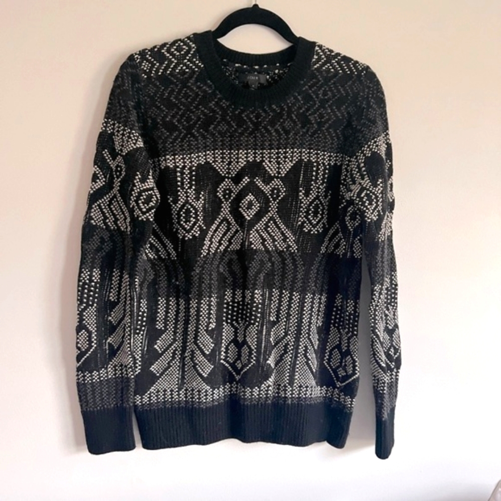 J. Crew Cotton Wool Blend Aztec Knit Sweater M